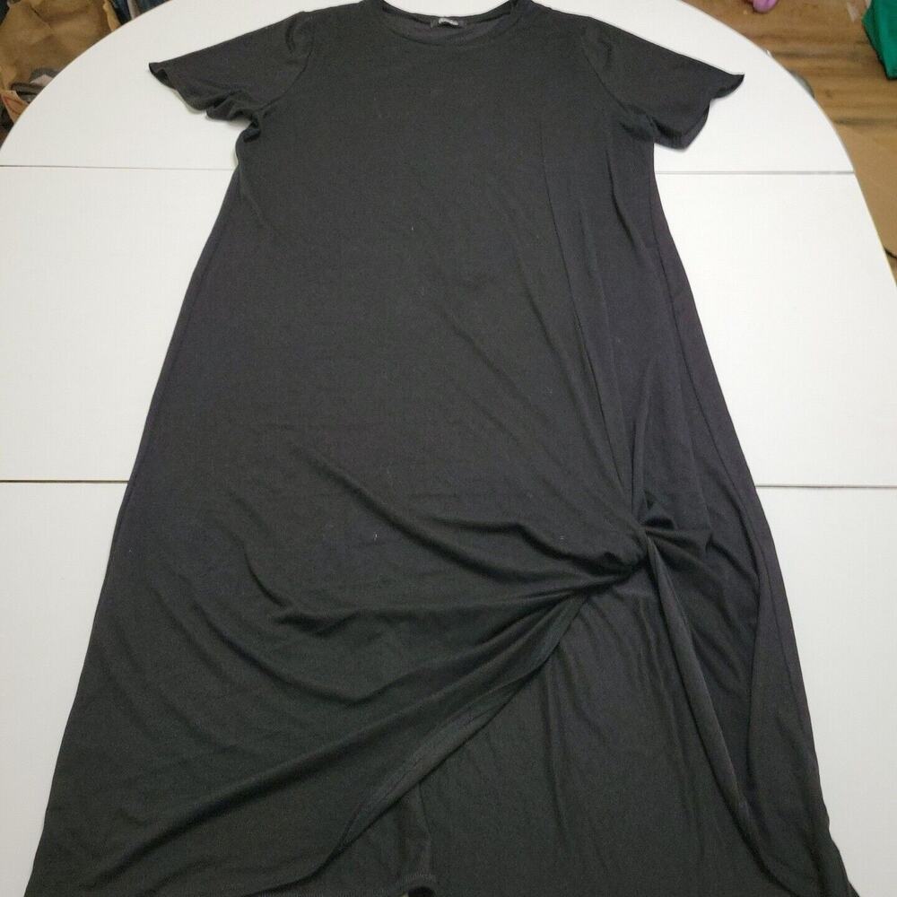 Benedetto Midi Dressโ Womens Medium Shift Black Stretch Scoop Neck Short Sleeve